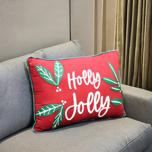 Funda de Cojín Navideña Personalizada de Fábrica, Funda de Almohada Decorativa Bordada para Sofá, para una Feliz Navidad - Product Image 5