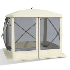 Outsunny 7x7FT Beige Pop-Up Auvent Gazebo Écran Abri Tente Personne Seule Installation Facile Ventilation Maille Portable Sac de Transport pour - Product Image 1