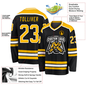 Maillot de hockey sur glace personnalisé pour équipe scolaire, uniforme coloré à rayures pour gardien de but, tenue de terrain - Product Image 3