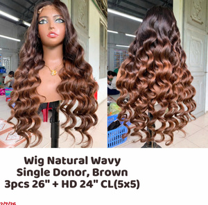 Perruques Lace Front sans colle VuyHair, les plus vendues, en cheveux humains bruns ondulés naturels, avec fermeture HD/Lace, double trame machine - Product Image 4