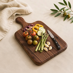 Planche à découper et à hacher en bois naturel REHMAN CRAFT avec poignée intégrée, écologique, épaisseur 1,5 cm, passe au lave-vaisselle - Product Image 1