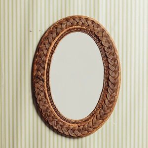 Decorative Oval Rattan Wall <b>Mirror</b> <b>Lightweight</b> Natural Frame Wall Decor Accent For Living Room Bedroom And Hallway Styling - Product Image 1