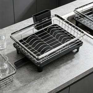 Égouttoir à vaisselle multifonctionnel en acier inoxydable avec plateau de drainage, passoire réglable pour évier, pour comptoir de cuisine - Product Image 6
