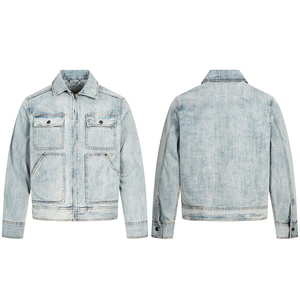Vestes en jean pour hommes avec poches latérales, logo personnalisé, streetwear tendance, veste en jean de haute qualité - Product Image 2