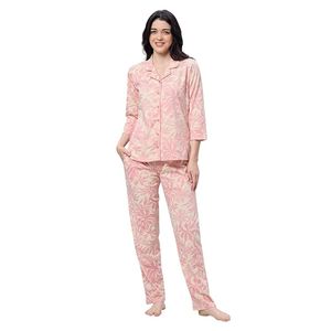 Conjunto de Pijama de Manga Larga con Estampado Floral de Algodón para Mujer - Product Image 1
