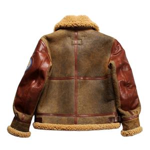 Chaqueta de Cuero Genuino para Hombre, Estilo Aviador, con Forro de Piel, Talla Grande, Color Marrón, para Invierno, Venta al Por Mayor OEM de Alta Calidad - Product Image 2