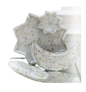 Wholesale Acacia Wood Mop Inlay Tray Mother of Pearl Dessert Serving Tray for Ramadan Eid Gift - Product Image 1