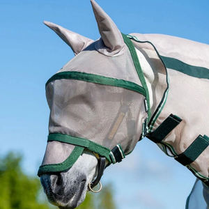 Masque anti-mouches pour cheval en polaire rembourré, coupe confortable, anti-frottement, voile équestre, protection contre les insectes, couvre-masque en maille pour équidés - Product Image 6
