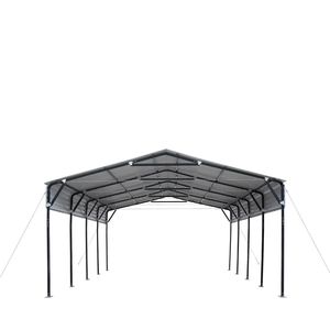 Carport in Alluminio 20FT X 20FT con Pareti Laterali Aperte da 10FT e Pannelli Ondulati 27 GA per Auto e Parcheggi - Product Image 2