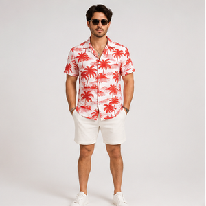 Chemises Hawaïennes Personnalisées en Gros pour Hommes – Coupe Ample, Boutonnées, Imprimées Tropicales, Manches Courtes – Tenue Décontractée Estivale pour la Plage - Product Image 1