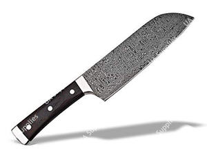 Couteau de chef Santoku japonais professionnel en acier Damas fait main, manche en bois confortable, vente en gros OEM/ODM - Product Image 3
