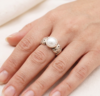Anillo de Compromiso Hecho a Mano con Plata de Ley 925 y Perla del Mar del Sur, Anillo de Boda de Moda, Anillo de Promesa, Regalo