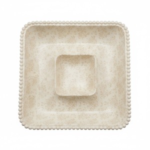 Ensemble de 4 plats de service rectangulaires en céramique avec plateau en bois, design minimaliste, passe au lave-vaisselle, pour apéritifs et collations - Product Image 6