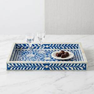Moorish <b>Moroccan</b> Bone Inlay Tray Handmade Damask Green & White All Purpose Handcrafted from india by arif handicrafts - Product Image 2