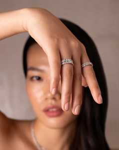 Half Eternity Wedding Bands 14k Solid Gold Baguette Round Lab Grown Diamond 6 mm Wide Luxury Stackable <b>Rings</b> Manufacturer Direct - Product Image 3