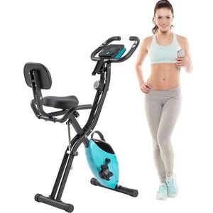 Vélo d'exercice verticalement inclinable et pliable X-Bike, 10 niveaux de résistance réglables, écran LCD, brassards et dossier pour usage domestique - Product Image 1