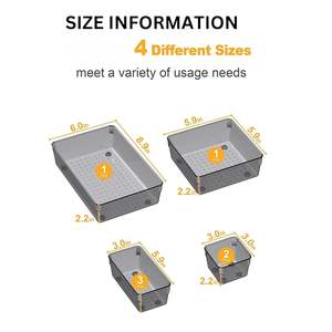 16 Piece Black Acrylic <b>Drawer</b> Organizer Set Versatile Plastic <b>Storage</b> Bins for Makeup Jewelry Office and Kitchen Organization - Product Image 5