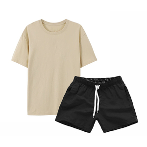 Camiseta extragrande de algodón francés de 300 g/m², camiseta de manga corta y conjunto de pantalones cortos para parejas, para mujer y hombre - Product Image 2