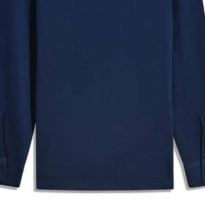 Chemise de rugby à manches longues pour homme, taille plus, col rond, logo brodé personnalisé, tissu 100% coton, couleur bleu foncé, pull-over, chemises de sport - Product Image 5