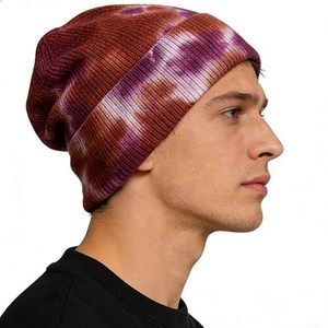 Custom Logo Gradient Color Cable Knit Camouflage <b>Bows</b> Beanie Hat Two Tone <b>Tie</b> Dye for Men <b>Women</b> Beach 100% Cotton - Product Image 2