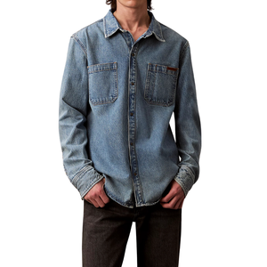 เสื้อเชิ้ตยีนส์ผู้ชายไซส์ใหญ่ ผ้าใส่สบาย ขายส่ง ปรับแต่งได้ มีตัวอย่างฟรี คุณภาพดีที่สุด - Product Image 1