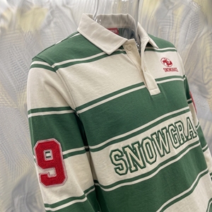 เสื้อโปโลแขนยาวลายทางสำหรับผู้ชาย Snowgrace ปักโลโก้ ระบายอากาศได้ดี ผ้าฝ้ายเจอร์ซีย์ ทรงปกติ - Product Image 5