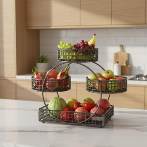 Fruit Basket <b>Stand</b> 4 Tier Metal Wire Rectangular Kitchen Storage Organizer Fruit <b>Vegetable</b> Rack Countertop Produce Storage Shelf - Product Image 2