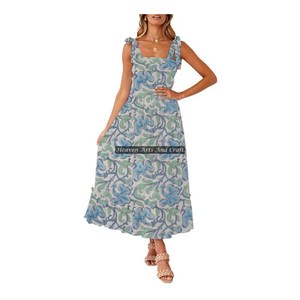 Collection d'été la plus vendue : Robe décontractée pour femme à imprimé ethnique, bretelles spaghetti, sans manches, tissée, imprimée au bloc, vêtements d'été - Product Image 5