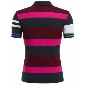 Women's Pink Black Striped Sublimation Polo Shirt Short Sleeve Modern <b>Athletic</b> Top Comfortable Golf Apparel for Sports Practi - Product Image 2