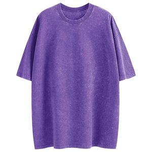 Camiseta de Última Moda con Lavado Ácido, Marca Privada, Algodón, Estilo Urbano Holgado, Vintage, para Hombre y Mujer - Product Image 4