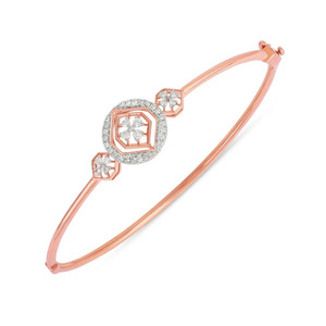 กำไลข้อมือแบบมีบานพับประดับเพชรลายโคลเวอร์หกเหลี่ยม - Product Image 3