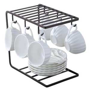 Support de tasses en métal blanc pour table, organisateur de tasses à café et à thé sur pied, base ronde pour comptoir de cuisine - Product Image 1