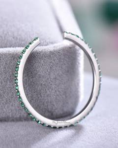 Princess Natural <b>Emerald</b> Open Cut Eternity Gemstone Solid Green <b>Silver</b> Cuff Bangle Jewelry Supplier Stackable Matching <b>Ring</b> Lab - Product Image 5