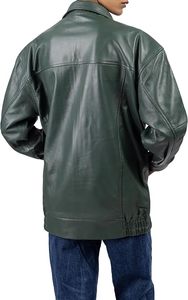 Veste de moto en cuir véritable pour femme, manches longues, col rabattable, fermeture éclair, longueur longue, style automne - Product Image 2