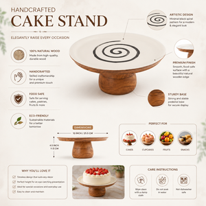 ขาตั้งเค้กเคลือบเงาไม้มะม่วงพรีเมียม |   จานวางขนมหวานทรงกลมทำจากไม้สำหรับงานแต่งงาน ร้านเบเกอรี่ และใช้ในบ้าน - Product Image 5