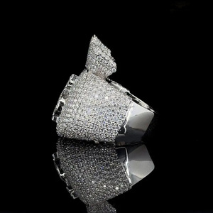 Anillo de Dólar con Diamantes Moissanite, Plata de Ley 925, Bañado en Rodio, Unisex, Estilo Hip Hop, Anillo de Lujo para Regalo de Aniversario - Product Image 4