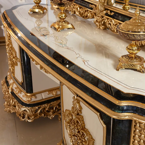 Luxury Baroque Style Dresser <b>Table</b> Mahogany Hand-Carved Gold Elegant Vanity <b>Table</b> <b>Mirror</b> for Master Bedroom Apartment Villa - Product Image 6