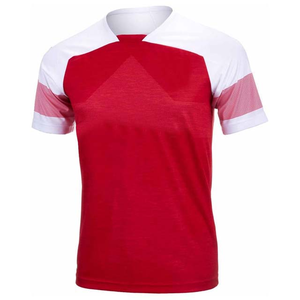 Camiseta de Fútbol para Hombre, Color Rojo y Blanco, Manga Corta, Absorbe la Humedad, Poliéster, Ropa Deportiva de Entrenamiento, Cuello Redondo, Corte Regular - Product Image 1