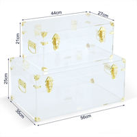 Ensemble de coffres de rangement en acrylique transparent à 3 niveaux, boîte rectangulaire avec quincaillerie dorée pour l'organisation du placard, style moderne, durable