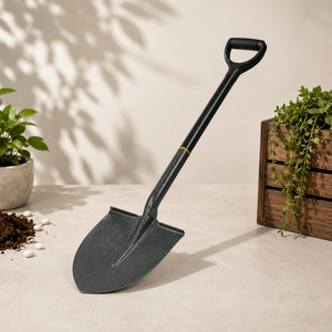 Pala de boca redonda con hoja de acero al carbono y mango de plástico en forma de D para excavar, jardinería, aflojar la tierra, plantar y trabajos al aire libre - Product Image 1