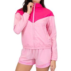 2026 Pink Color Blocking <b>Racer</b> <b>Jacket</b> Zipper Closure Windproof Sporty Style Regular Sleeve Polyester Material Spring Wear - Product Image 1