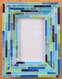 Square Resin Mosaic Photo <b>Frame</b> Blue Triangle Flower Pattern Handmade Picture <b>Frame</b> Desktop Tabletop Home Decor Small items - Product Image 3
