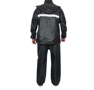 Men's Black Waterproof Rain Suit Full Sleeve <b>Jacket</b> And Pants With Reflective Stripe All Seasons Adult Wear Wholesale - Product Image 4