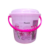 Cubo de Plástico PP de 25L con Diseño Floral en Colores Claros, Ecológico y Moderno, con Tapas para Almacenamiento y Organización del Hogar