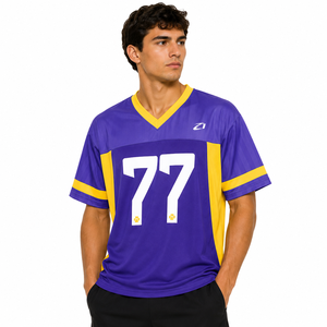 Retro Jersey American Football Custom Jersey T-shirt Men Mesh Polyester Loose Fit Boxy Cropped Football Sports T Shirt DTG Print - Product Image 1