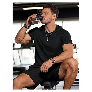 เสื้อฮู้ดแขนสั้นผู้ชาย UPF80+ ป้องกันแสงแดด น้ำหนักเบา ระบายอากาศได้ดี เหมาะสำหรับออกกำลังกาย วิ่ง เทรนนิ่ง ฟิตเนส - Product Image 3