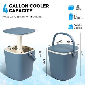 Tavolino Frigorifero Portatile da Esterno da 4 Galloni con Maniglia e Coperchio Apribottiglie - Resistente a Tutte le Condizioni Atmosferiche - Product Image 2