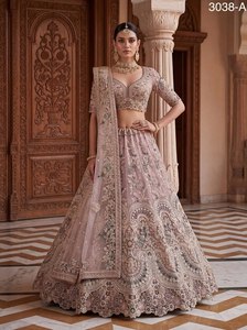 Exclusive AARIKA TEXTILE Premium Net Bridal Lehenga Peacock Paisley Embroidery <b>Rainbow</b> Diamond Work Quick Dry Festive Ethnic - Product Image 6