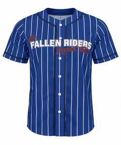 Maillot de baseball personnalisé bleu roi à rayures fines pour homme, sublimé, soutien aux équipes, style hip-hop, uniforme de baseball à boutons - Product Image 1