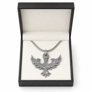 Collar con Colgante de Águila de Acero de Damasco Hecho a Mano por Ahmad Fabric, Diseño Intrincado en Relieve, Estilo Lujoso, Regalo Promocional - Product Image 2